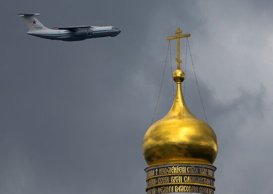 Russian military aircraft during Victory Day parade rehearsal