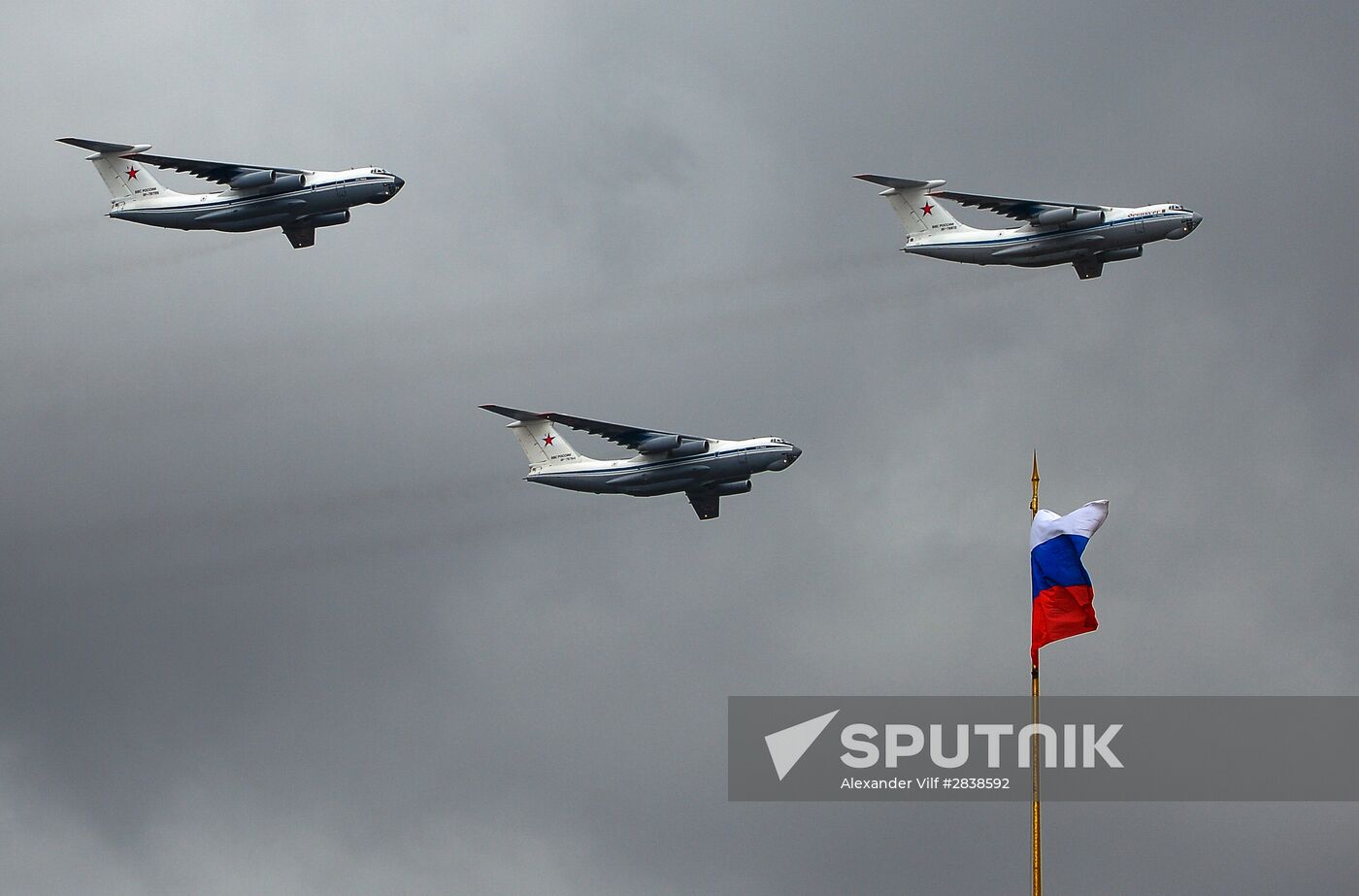 Russian military aircraft during Victory Day parade rehearsal
