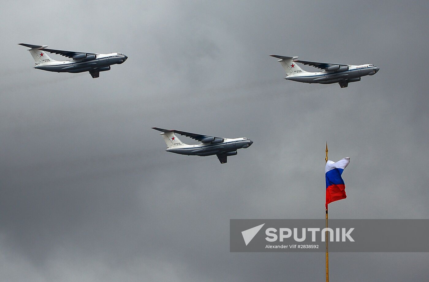 Russian military aircraft during Victory Day parade rehearsal
