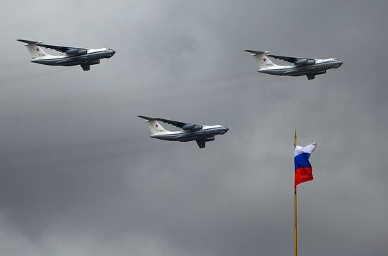 Russian military aircraft during Victory Day parade rehearsal