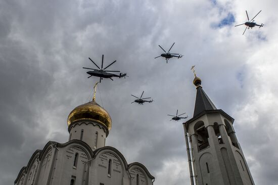 Russian military aircraft during Victory Day parade rehearsal