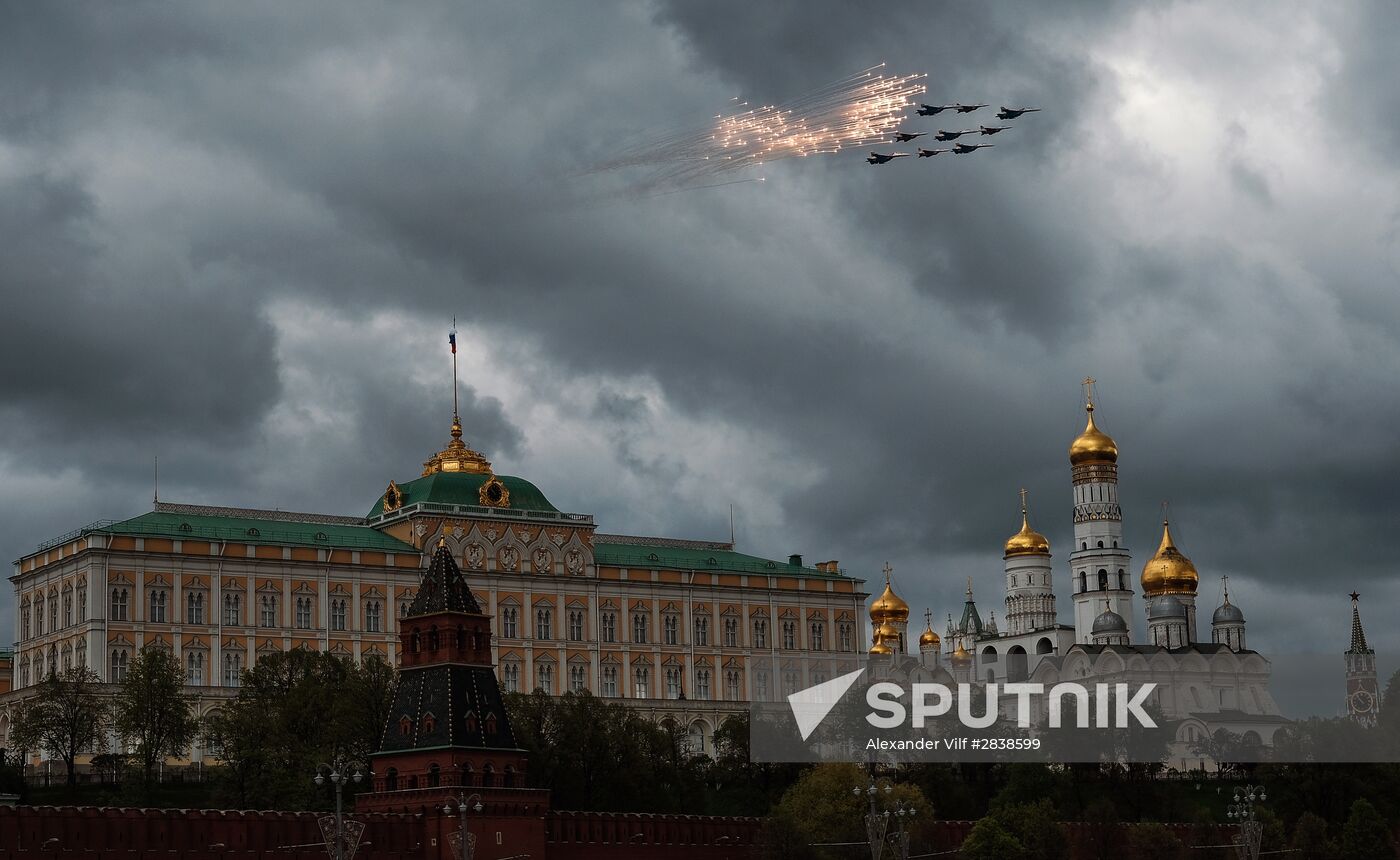 Russian military aircraft during Victory Day parade rehearsal