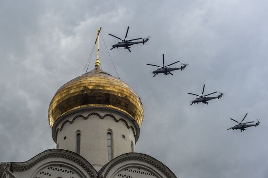 Russian military aircraft during Victory Day parade rehearsal