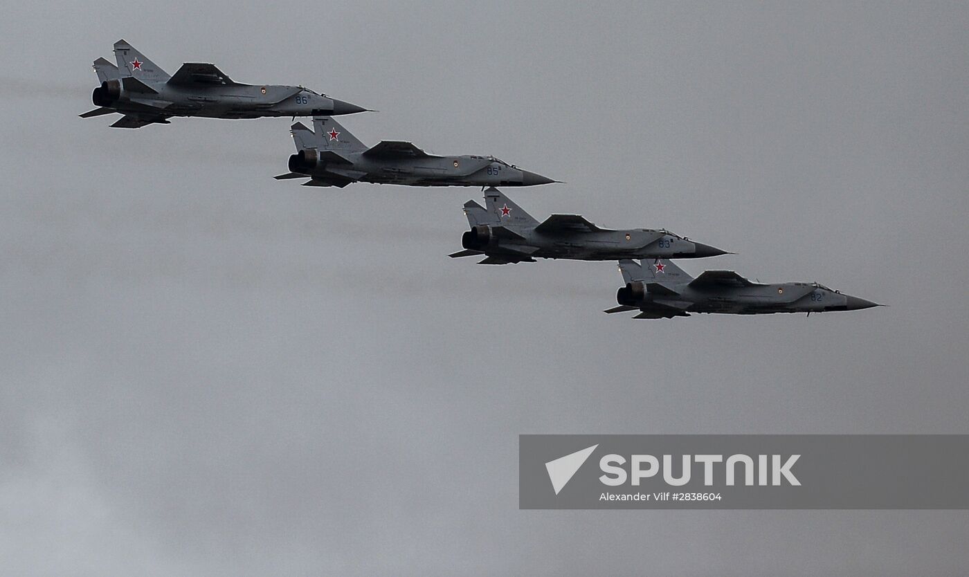 Russian military aircraft during Victory Day parade rehearsal