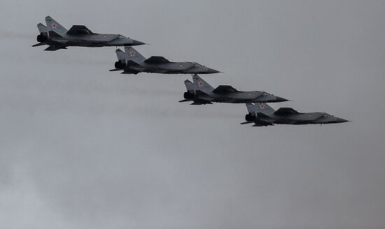 Russian military aircraft during Victory Day parade rehearsal