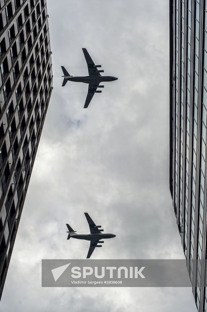 Russian military aircraft during Victory Day parade rehearsal