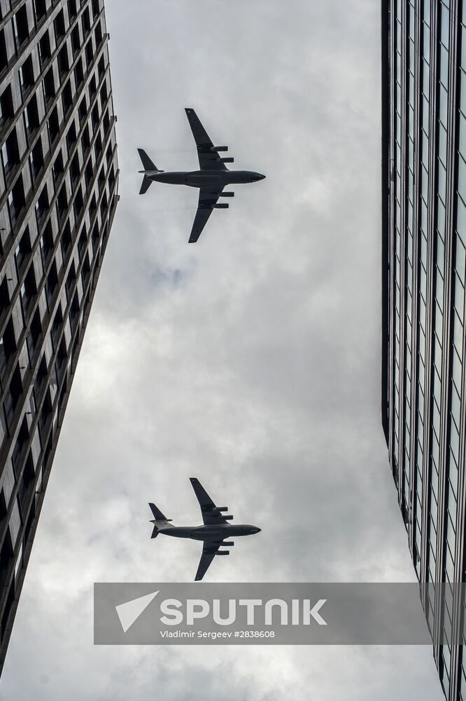 Russian military aircraft during Victory Day parade rehearsal