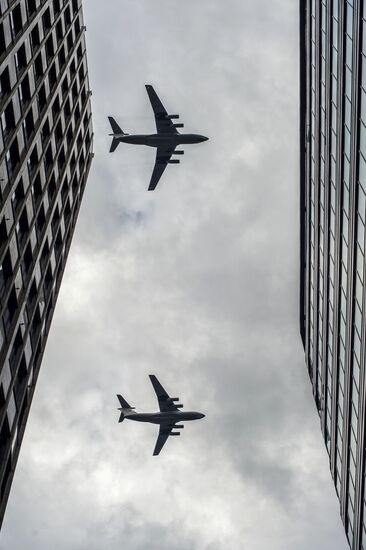 Russian military aircraft during Victory Day parade rehearsal