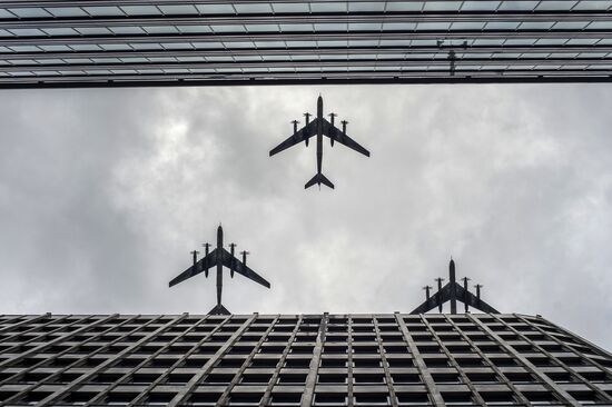 Russian military aircraft during Victory Day parade rehearsal