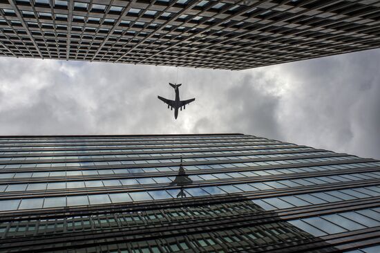Russian military aircraft during Victory Day parade rehearsal