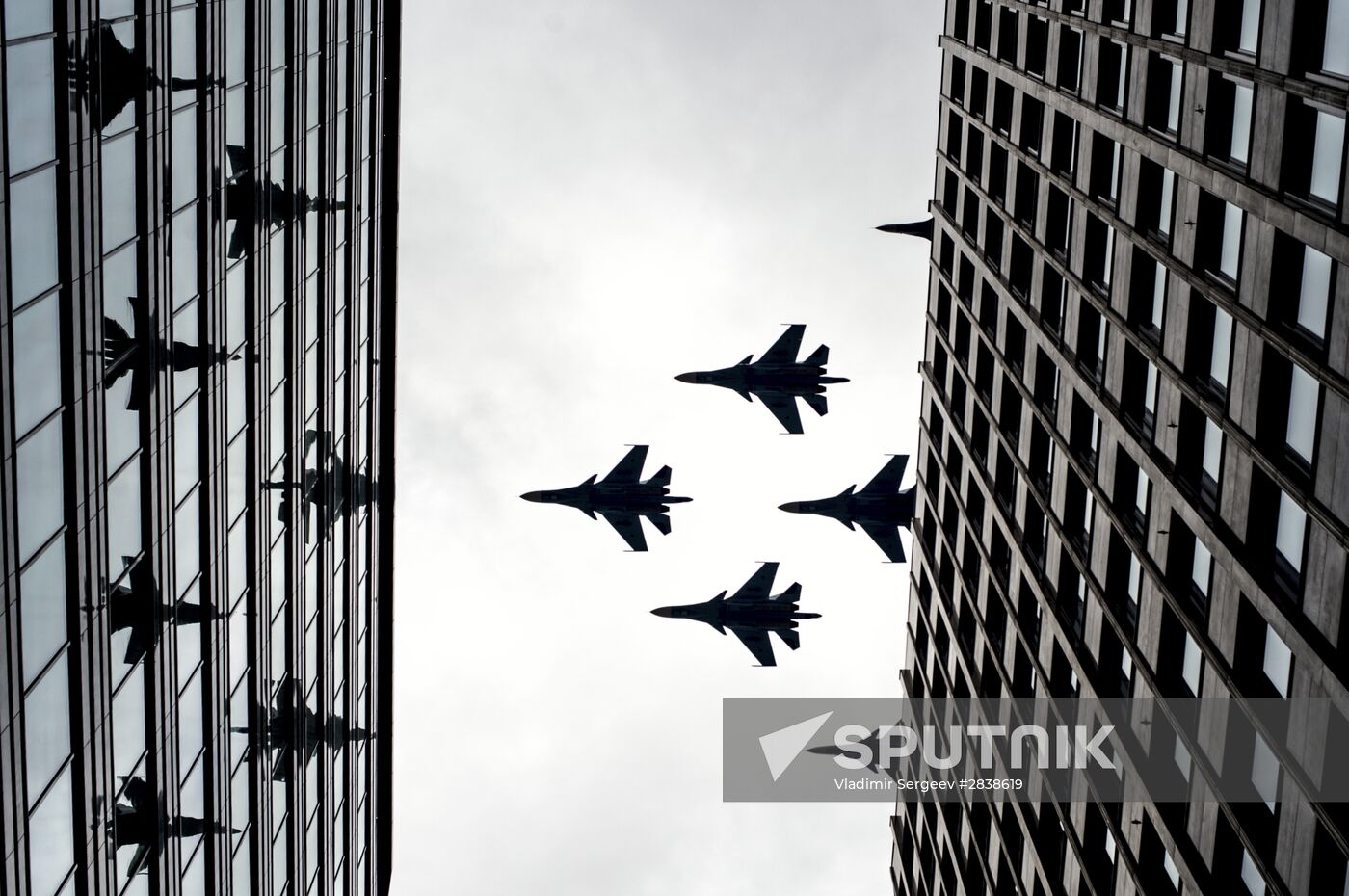 Russian military aircraft during Victory Day parade rehearsal