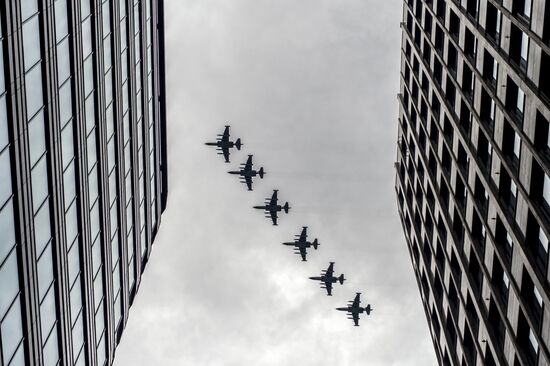 Russian military aircraft during Victory Day parade rehearsal