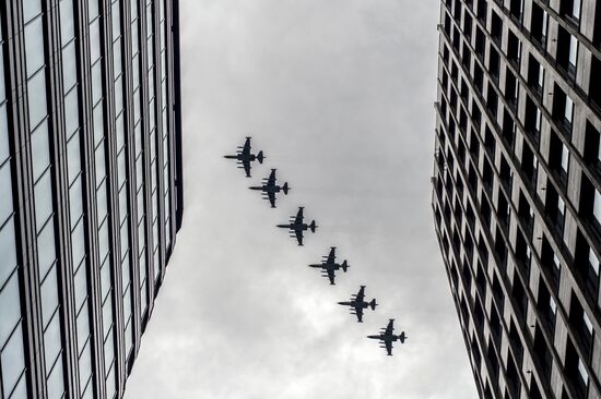 Russian military aircraft during Victory Day parade rehearsal