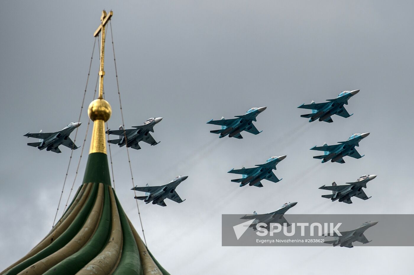 Russian military aircraft during Victory Day parade rehearsal