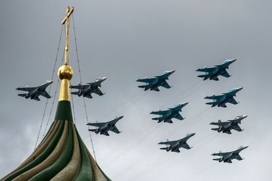 Russian military aircraft during Victory Day parade rehearsal