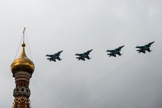 Russian military aircraft during Victory Day parade rehearsal