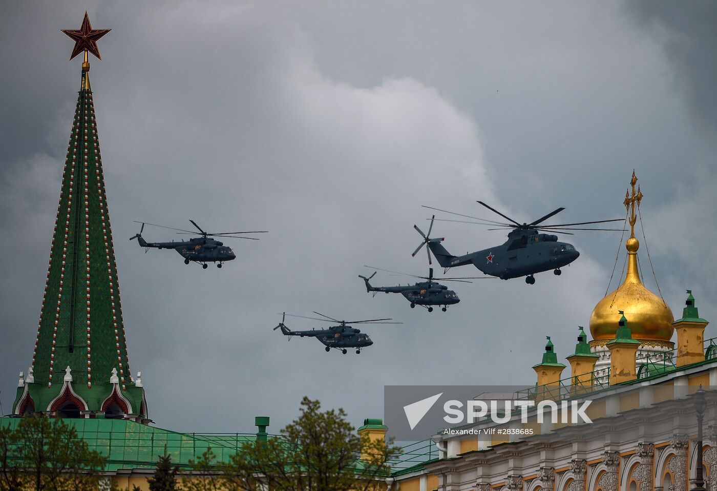 Russian military aircraft during Victory Day parade rehearsal