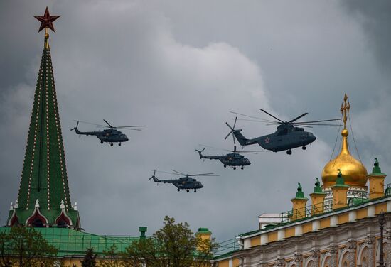Russian military aircraft during Victory Day parade rehearsal