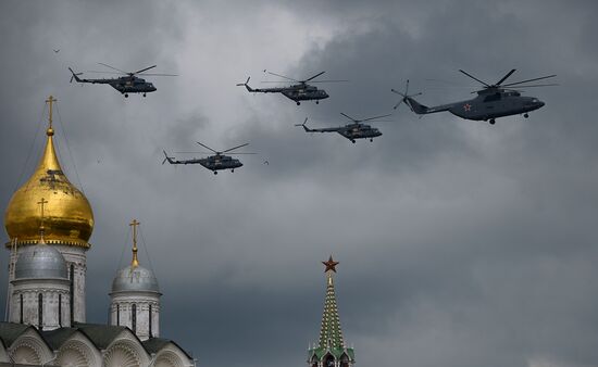 Russian military aircraft during Victory Day parade rehearsal