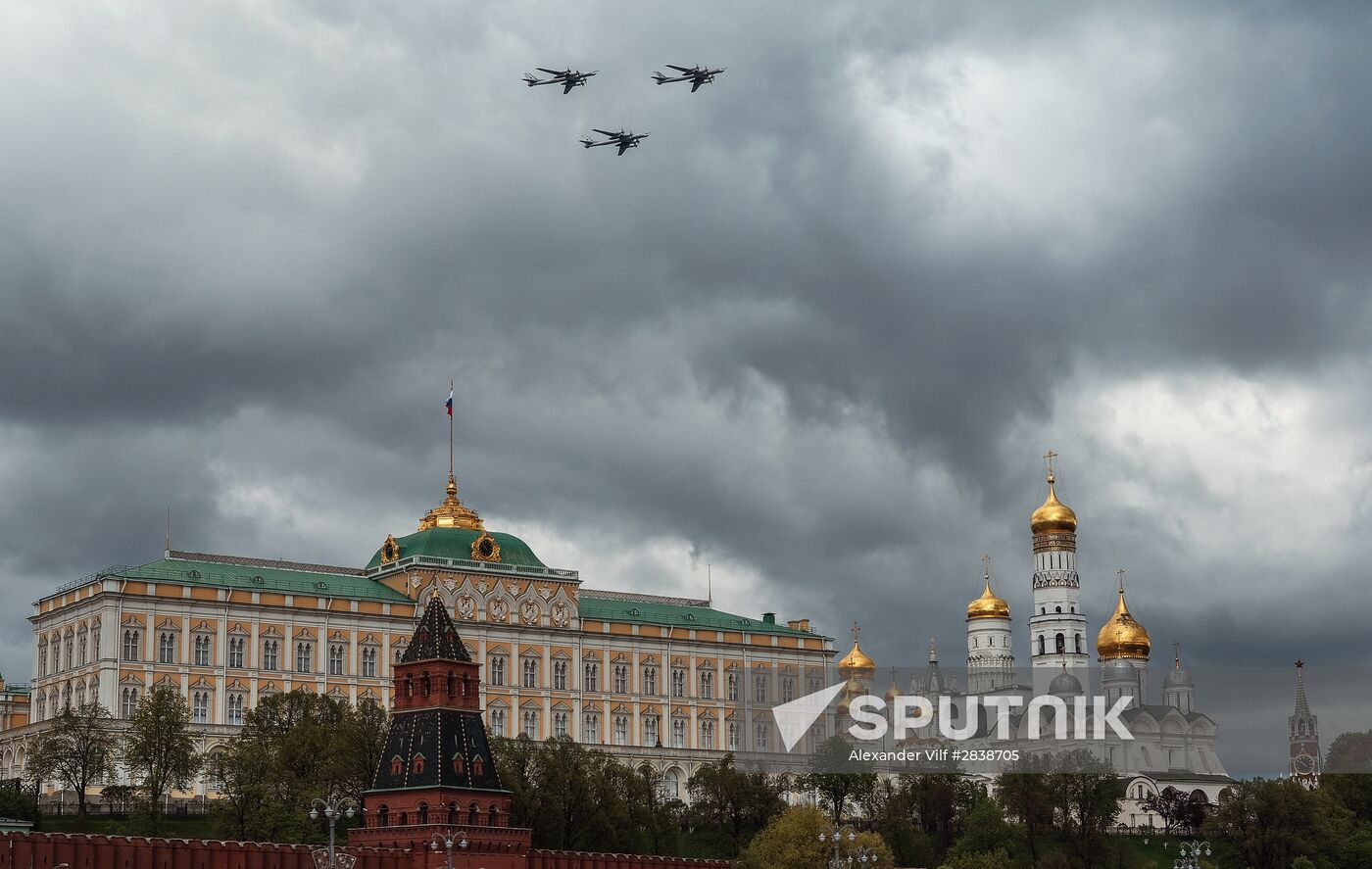 Russian military aircraft during Victory Day parade rehearsal