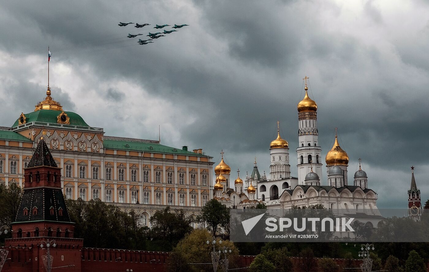 Russian military aircraft during Victory Day parade rehearsal