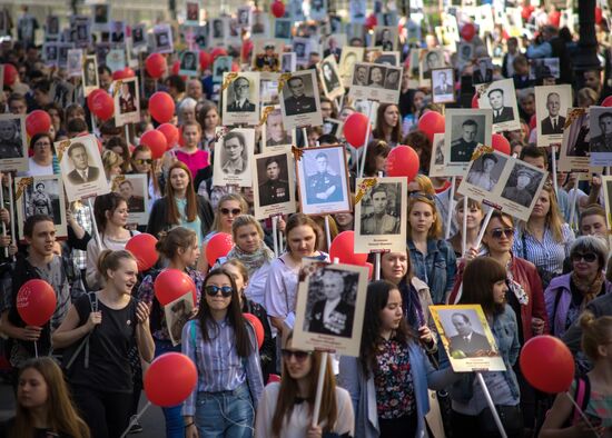 Immortal Regiment patriotic action in St.Petersburg