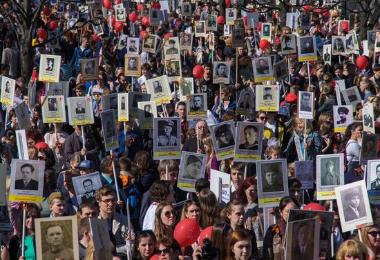 Immortal Regiment patriotic action in St.Petersburg