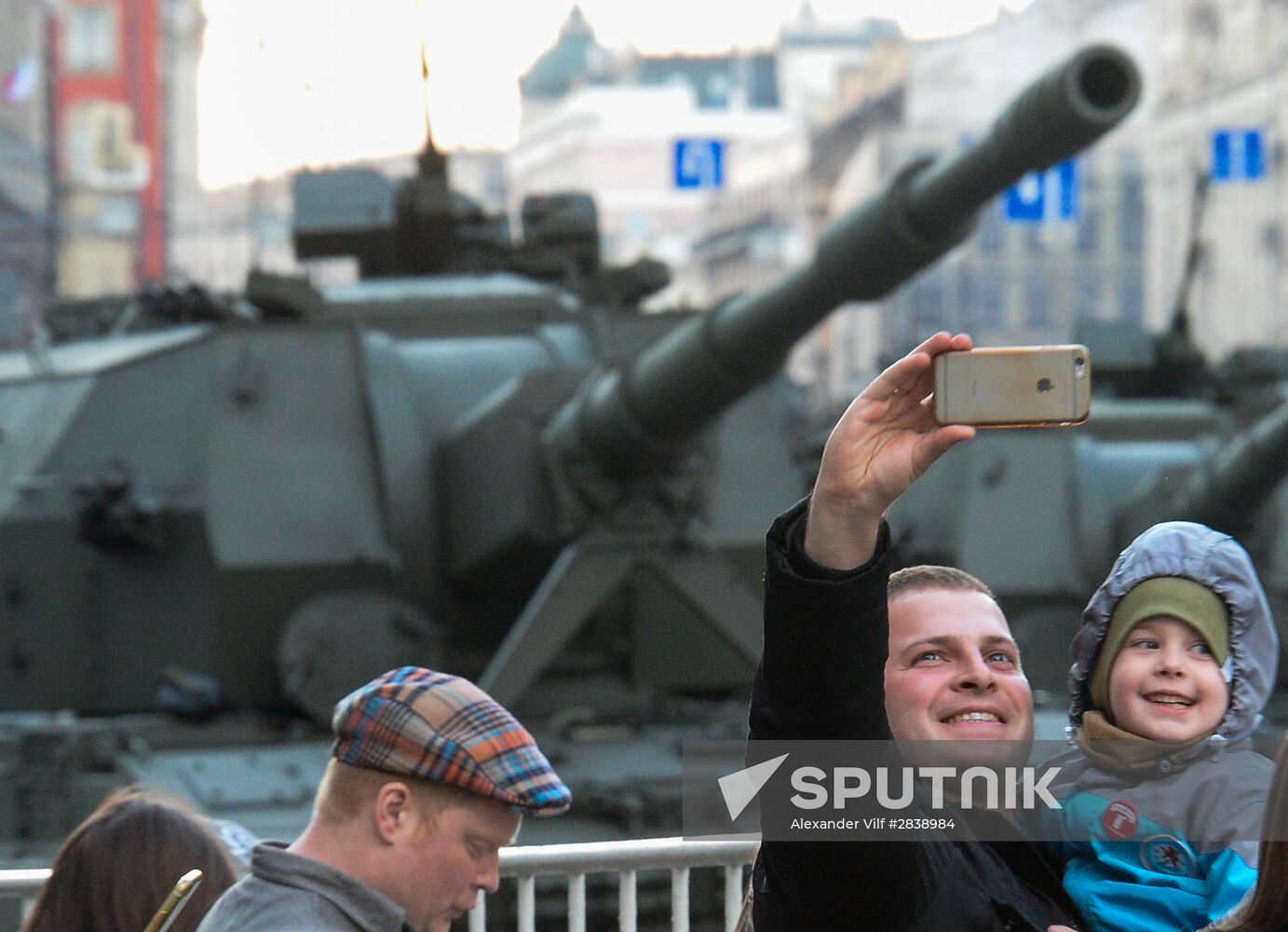 Nighttime military parade practice on Red Square