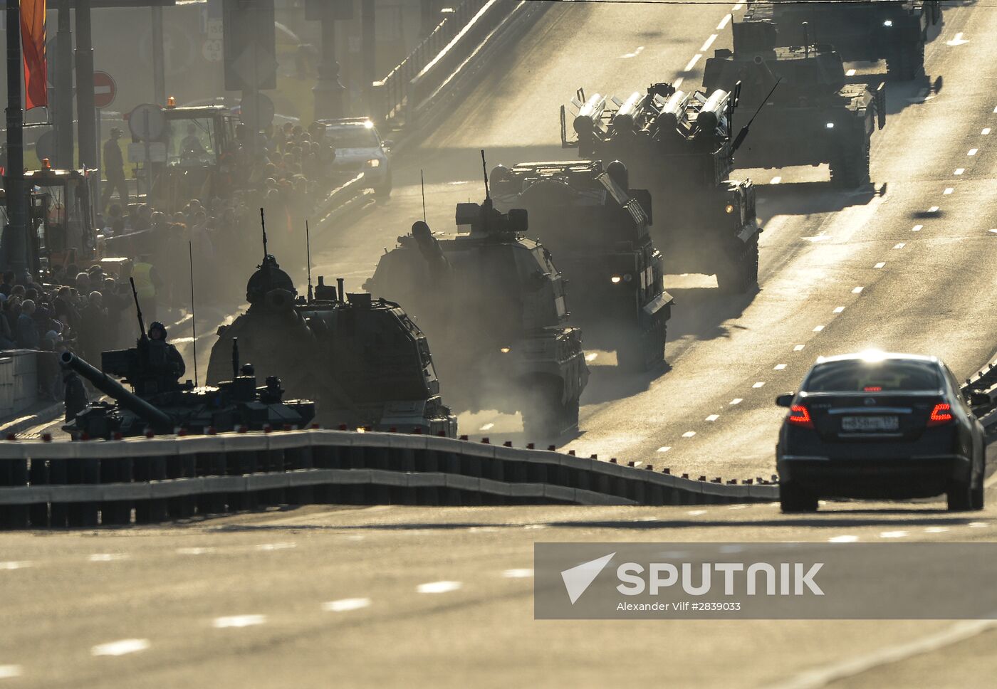 Nighttime military parade practice on Red Square