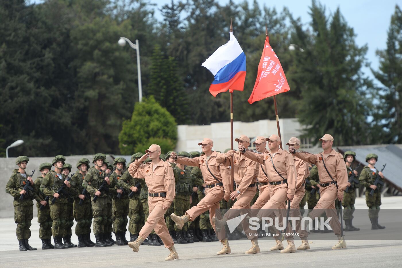 Final Victory Day parade practice at Khmeimim airbase in Syria