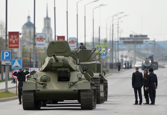 Final practice of Victory Day parade in Russian cities