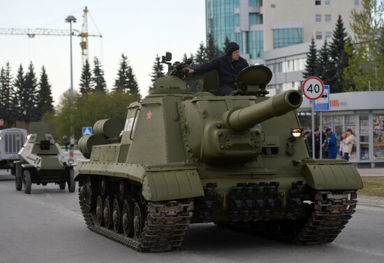 Final practice of Victory Day parade in Russian cities