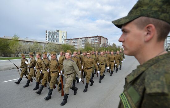 Dress rehearsal of Victory Day parade in Russian cities