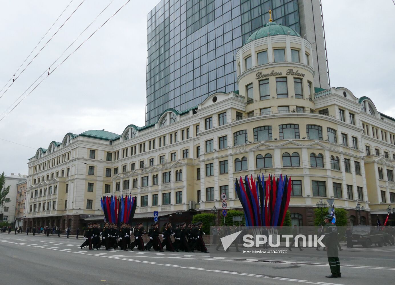 Final rehearsal of military parade in Donetsk