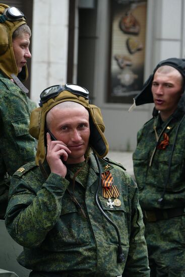 Final rehearsal of military parade in Donetsk