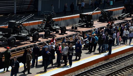 Welcoming ceremony of the "Army of victory" campaign train in Vladivostok
