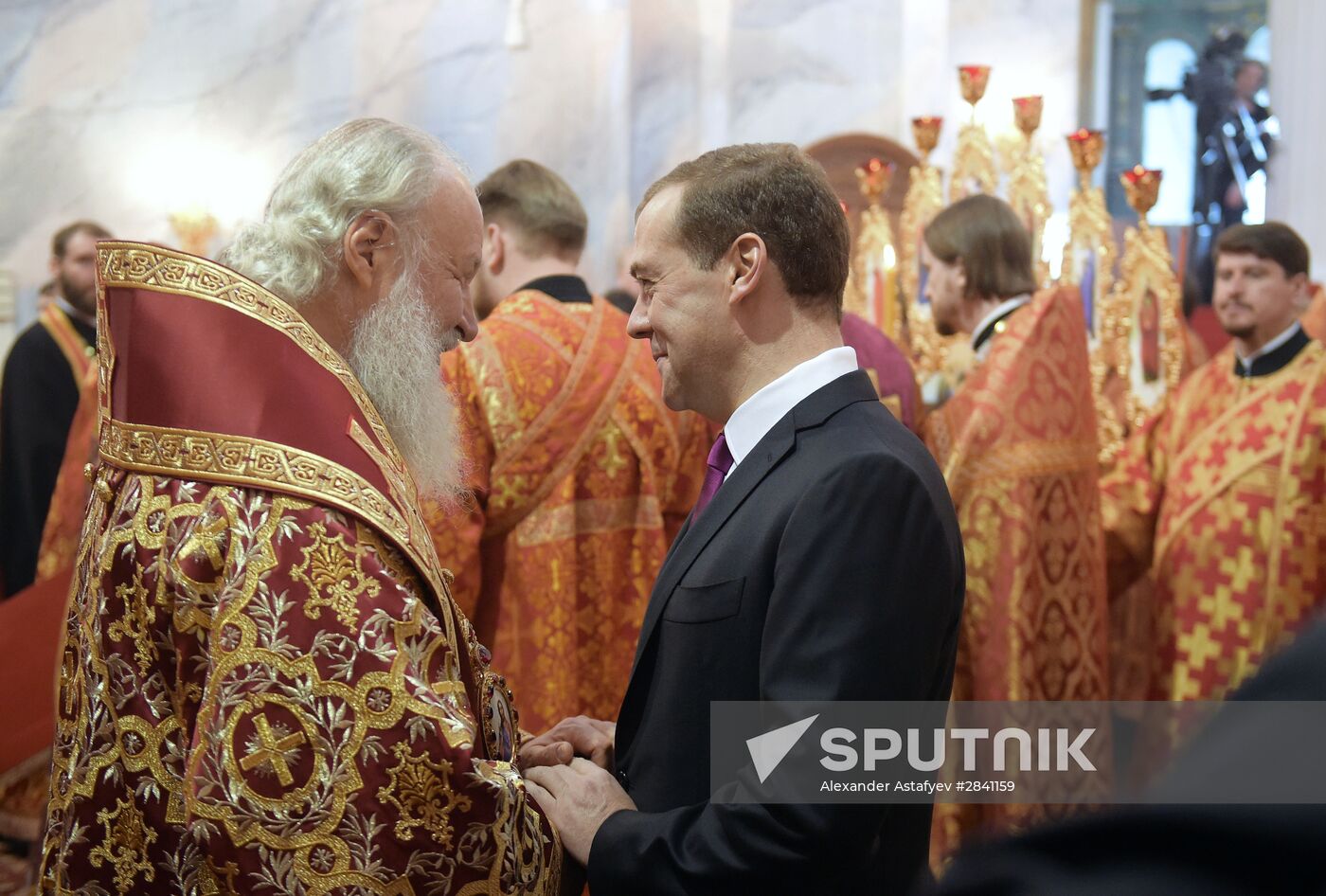 Russian Prime Minister Dmitry Medvedev takes part in consecration of Host Resurrection Cathedral at New Jerusalem Monastery