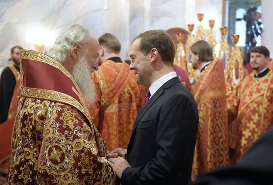 Russian Prime Minister Dmitry Medvedev takes part in consecration of Host Resurrection Cathedral at New Jerusalem Monastery