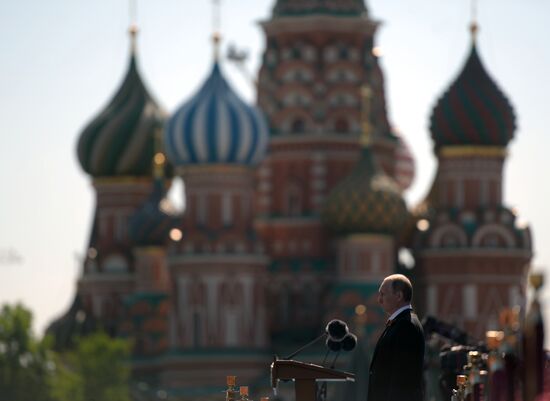 Vladimir Putin and Dmitry Medvedev attend military parade to mark 71st anniversary of Victory in 1941-1945 Great Patriotic War