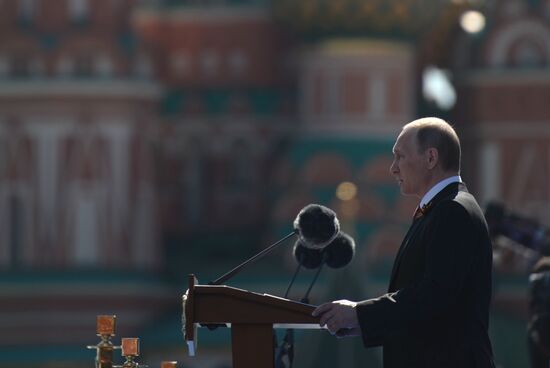 Vladimir Putin and Dmitry Medvedev attend military parade to mark 71st anniversary of Victory in 1941-1945 Great Patriotic War