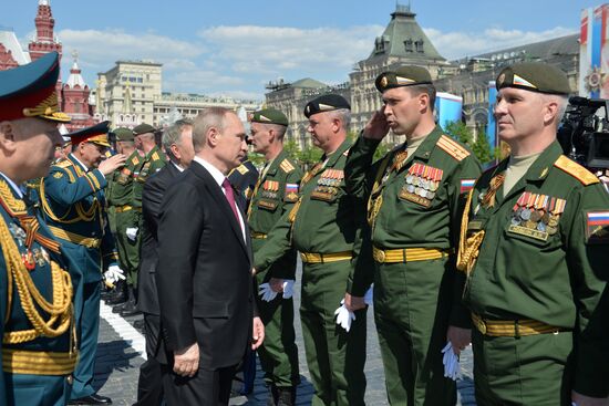 Vladimir Putin and Dmitry Medvedev attend military parade to mark 71st anniversary of Victory in 1941-1945 Great Patriotic War