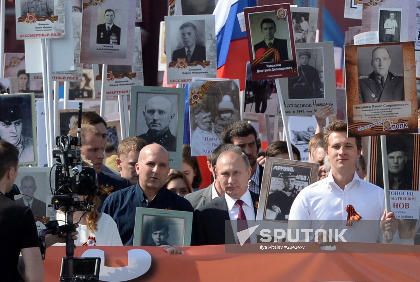 President Vladimir Putin takes part in Immortal Regiment march in Moscow