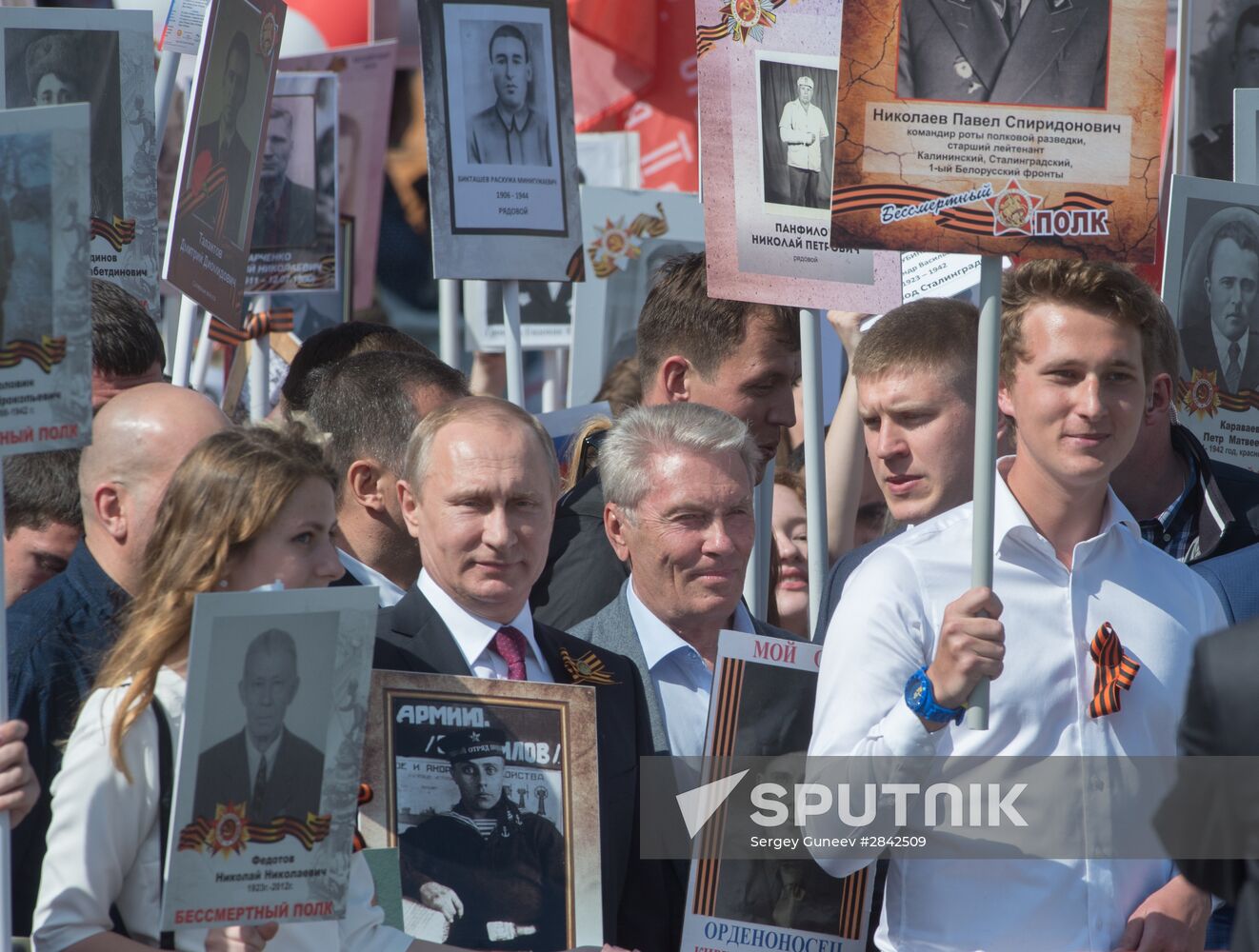 President Vladimir Putin takes part in Immortal Regiment march in Moscow