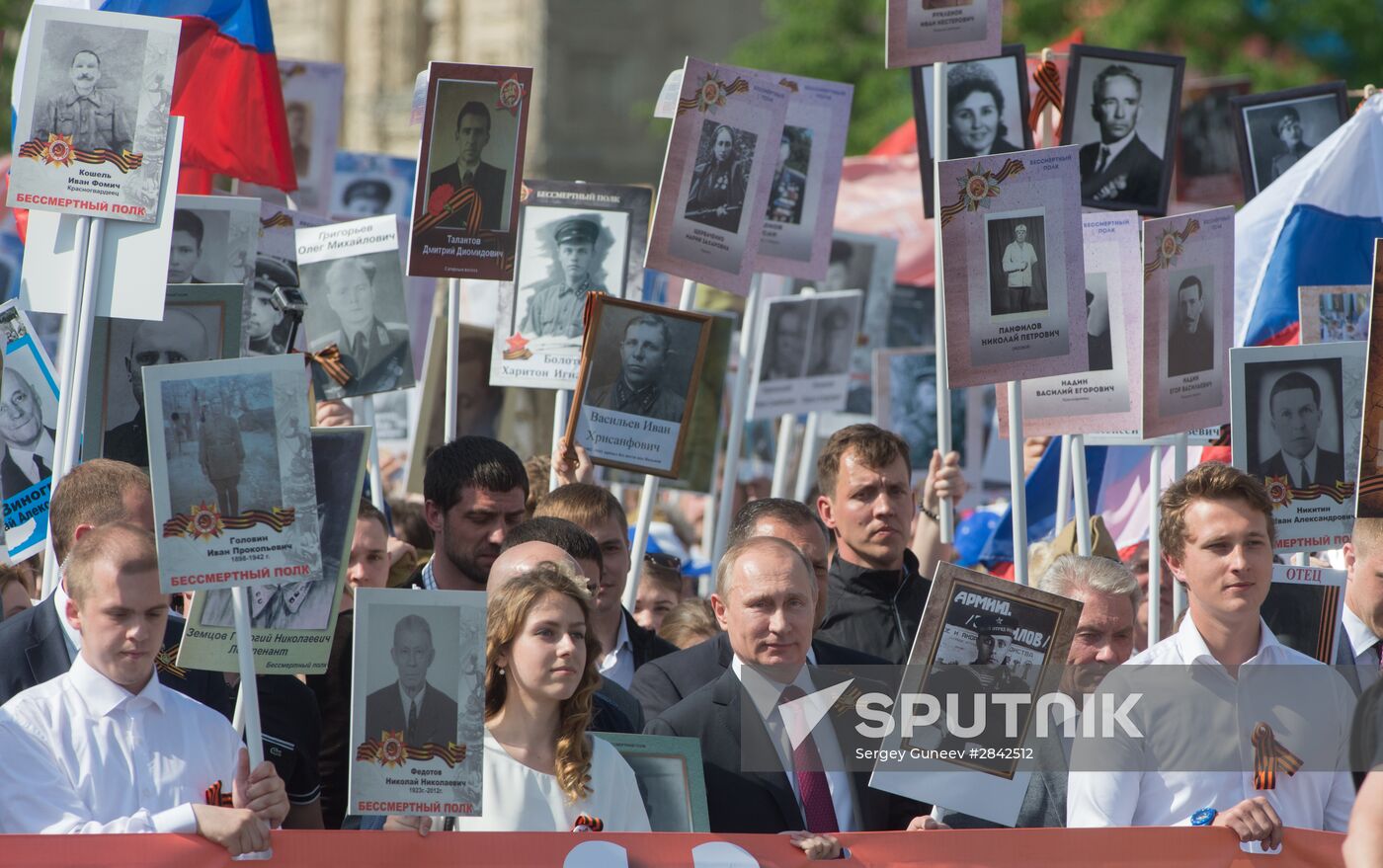 President Vladimir Putin takes part in Immortal Regiment march in Moscow