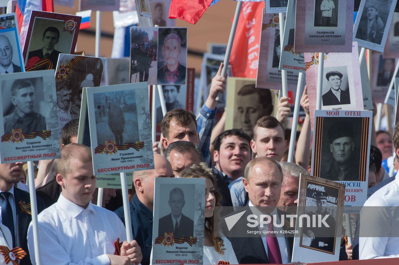 President Vladimir Putin takes part in Immortal Regiment march in Moscow