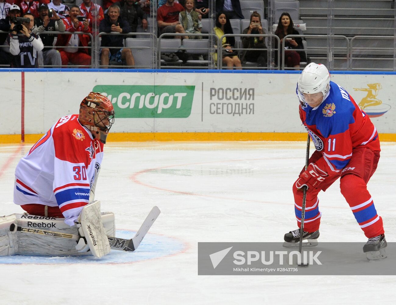 President Vladimir Putin participates in Night Hockey League gala match