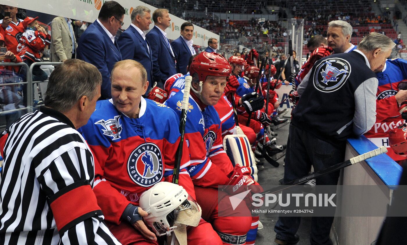 President Vladimir Putin participates in Night Hockey League gala match