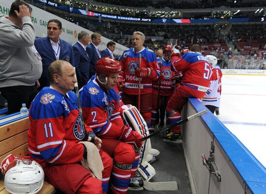 President Vladimir Putin participates in Night Hockey League gala match