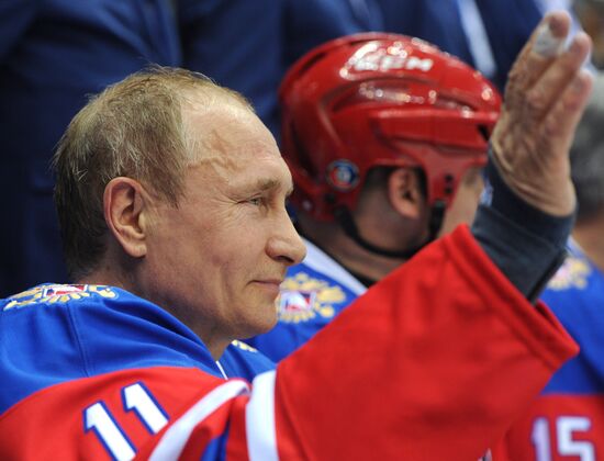 President Vladimir Putin participates in Night Hockey League gala match
