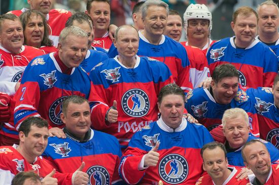 President Vladimir Putin participates in Night Hockey League gala match